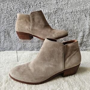 Sam Edelman Women Petty Side Zip Suede Blocked Heel Ankle Booties Size 8.5 Taupe